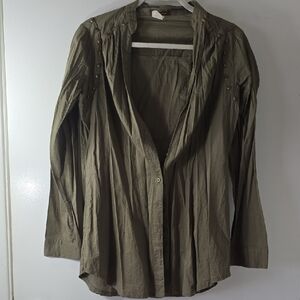 Olive Green Button-Up Shirt